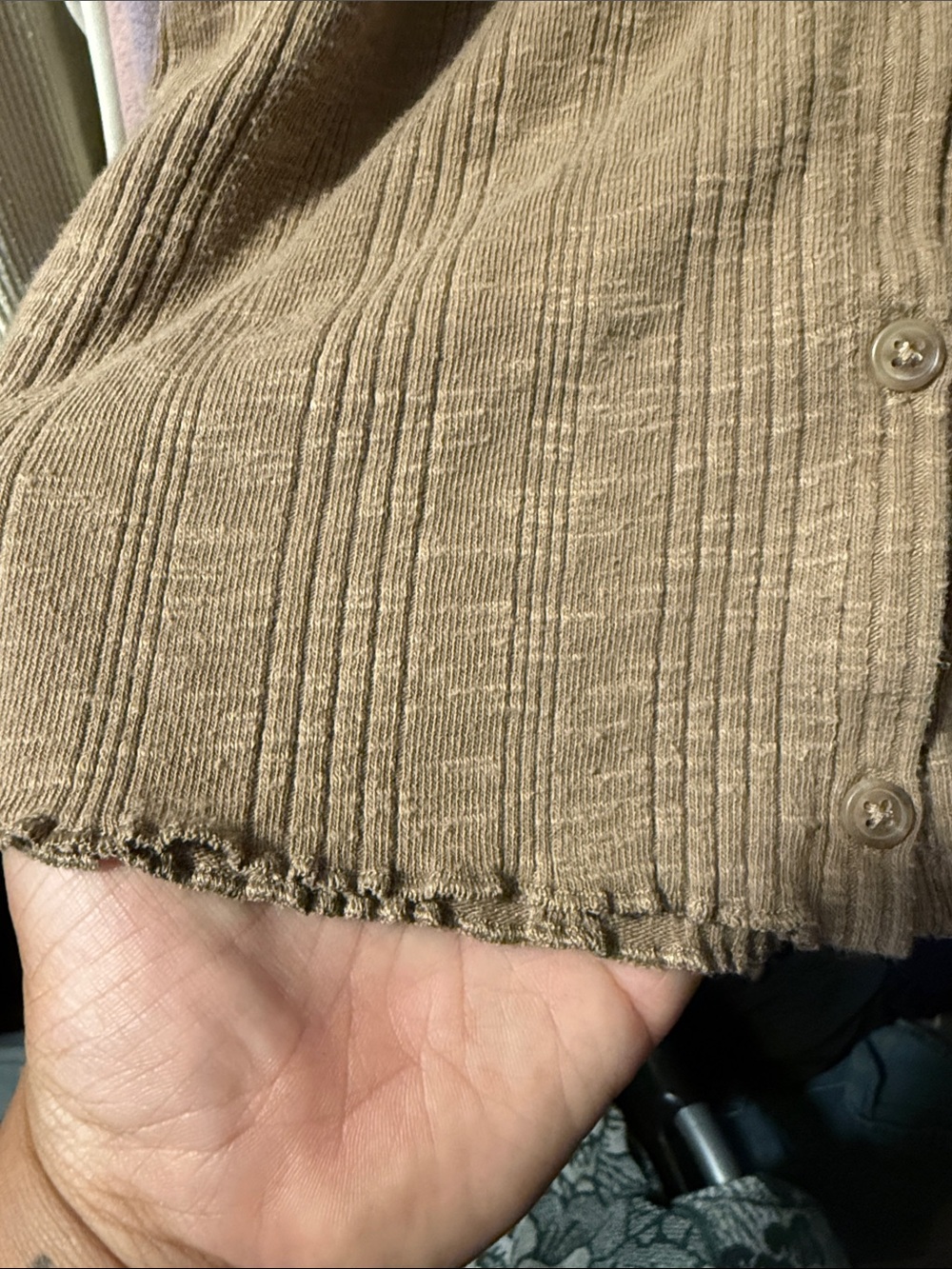 Universal Thread Ribbed Button-Front Tank Top in Tan - Picture 6 of 6